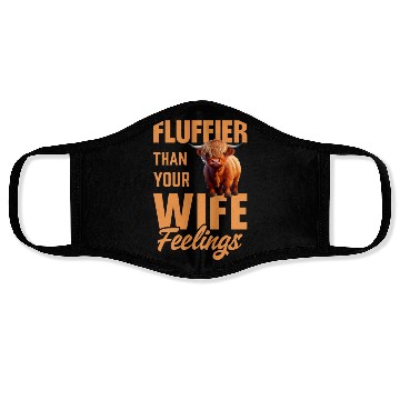 Discover Fluffier Than Your Wife Feelings Highland Cow Face Masks