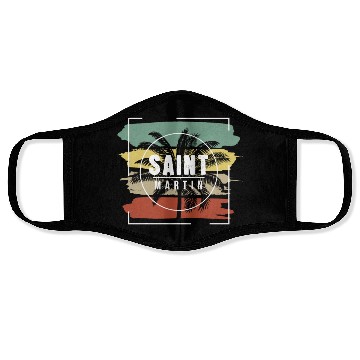 Discover Saint Martin Artistic Palm Tree Retro Face Masks