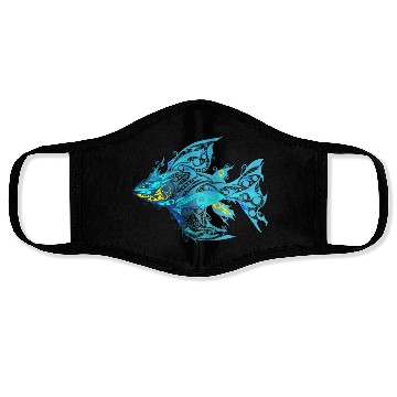 Discover Blue T Tattoo Fish music yellow Face Masks
