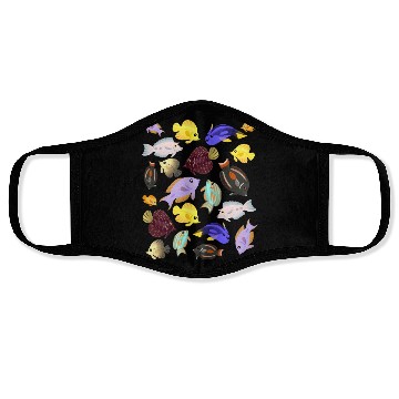 Discover Cute Aquarium Tang Fish Pattern red green Face Masks