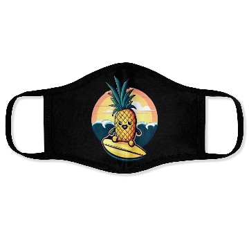 Discover Kawaii pineapple on at sunset Face Masks