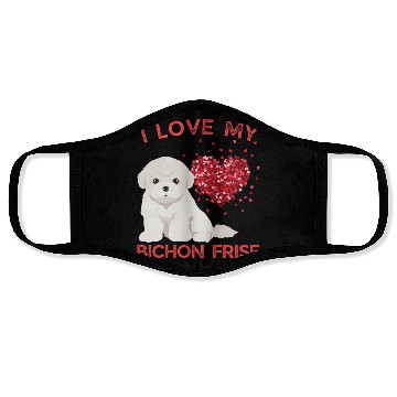 Discover I love my Bichon Frise Cute valentines puppy dog Face Masks