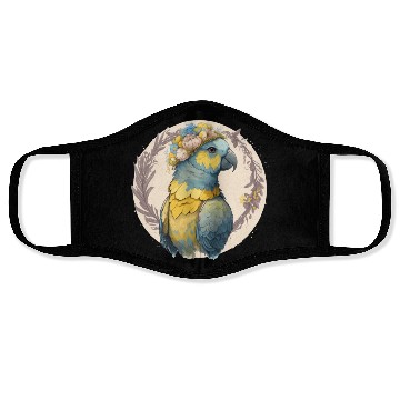 Discover Yellow Blue Ara Macaw Flower Crown Parrot Parakeet Face Masks