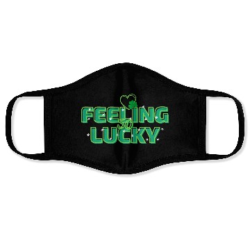 Discover Feeling Lucky Green Bright Bold Typography Face Masks