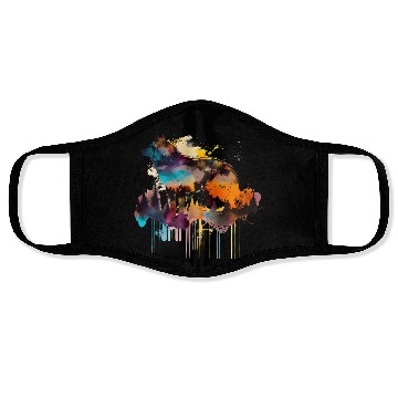 Discover Mountain Wolf Multicolor Watercolor Portrait Face Masks