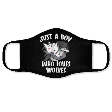 Discover Just A Boy Who Loves Wolves Werewolf Wolf Lover Face Masks