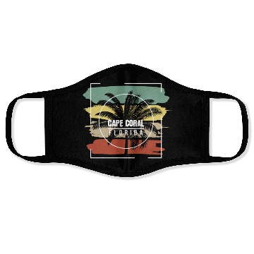 Discover Cape Coral Florida Artistic Palm Tree Retro Face Masks