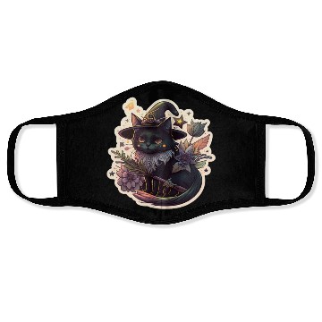 Discover witchy cat design Face Masks