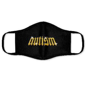Discover Autism 3D Chrome Typeface Effect aesthetic Face Masks