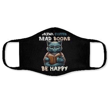 Discover Coffee Lover Drink Coffee Read Books Be Happy Face Masks