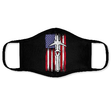 Discover Aircraft Mechanic Aviation Usa Flag Face Masks