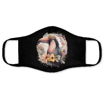 Discover Artistic Toucan Tropical Bird Flower Crown Pet Bir Face Masks