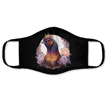 Discover Pastel Watercolor Pheasant Bird Flower Crown Pet B Face Masks