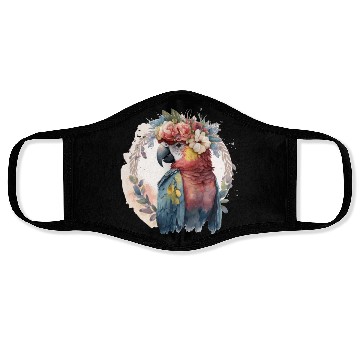 Discover Watercolor Parrot Macaw Bird Flower Crown Pet Bird Face Masks
