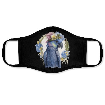 Discover Cute Hyacinth Macaw Parrot Bird Flower Crown Pet B Face Masks