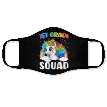 Discover 1st Grade Squad Unicorn Rainbow Back To School Face Masks