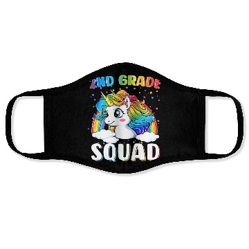 Discover 2nd Grade Squad Unicorn Rainbow Back Face Masks