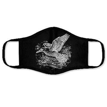 Discover Elegant Flying Seagull Over The Water Face Masks