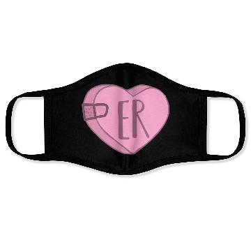 Discover Cute ER Nurse Candy Heart for Valentines Day Scrub Face Masks