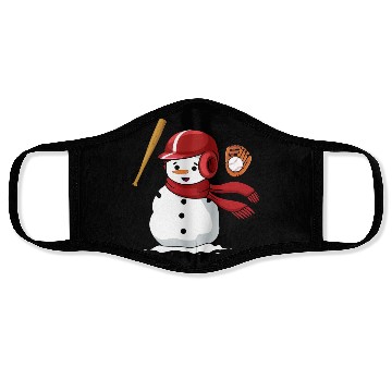 Discover Funny snowman playing baseball Face Masks