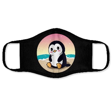 Discover Beach penguin at sunset Face Masks