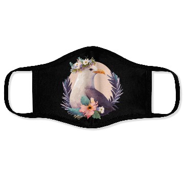 Discover Cute Seagull Bird Flower Crown Floral Birds Face Masks