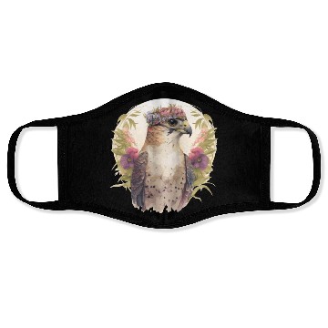 Discover Watercolor Falcon Birds Of Prey Flower Crown Flora Face Masks