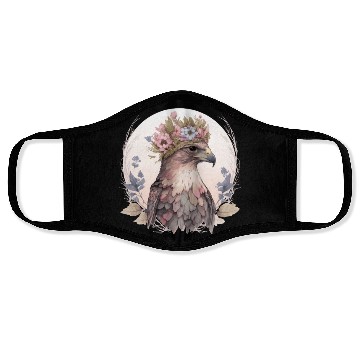 Discover Cute Hawk Bird Of Prey Flower Crown Floral Bird Wa Face Masks
