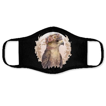Discover Watercolor Hawk Bird Of Prey Flower Crown Floral B Face Masks