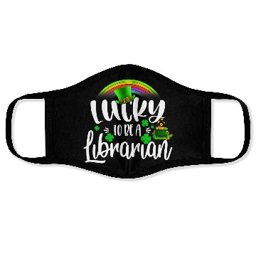 Discover Irish Lucky To Be A Librarian St Patricks Day Face Masks