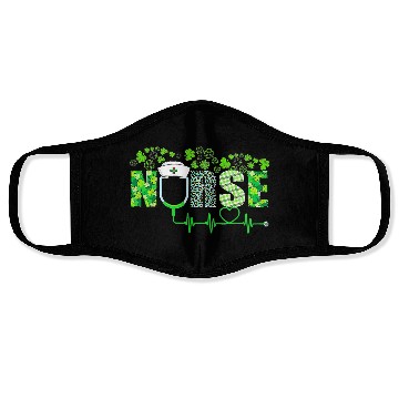 Discover Irish Nurse Shamrock Stethoscope St Patricks Day Face Masks