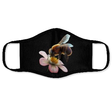 Discover bee on flower Face Masks