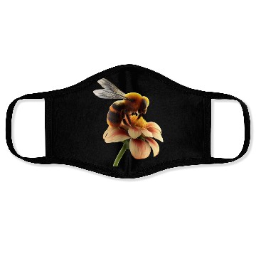 Discover bee on flower Face Masks