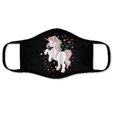 Discover Cute Rearing Rainbow Unicorn Falling Stars Face Masks