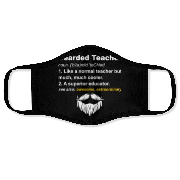 Discover Bearded Teacher Definition Face Masks