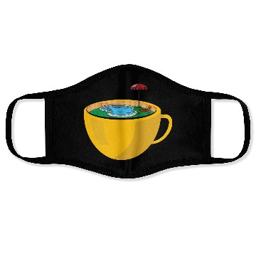 Discover Swimming pool on a coffee cup Face Masks