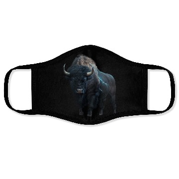 Discover Majestic bison black with lightning bolts buffalo Face Masks