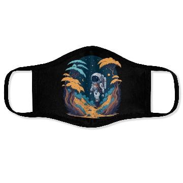 Discover Astronaut walking in the jungle Face Masks