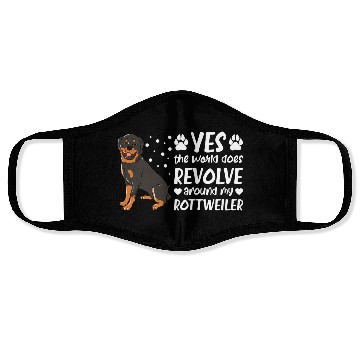 Discover Yes The World Does Revolve Around My Rottweiler Face Masks