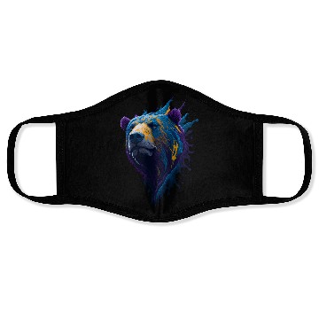 Discover Purple and Blue Paint Splash Art Bear Head Face Masks