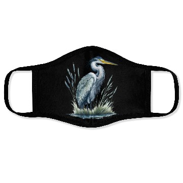 Discover Watercolor Heron in Nature Face Masks