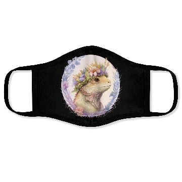 Discover Floral Bearded Dragon Flower Crown Pet Lizard Love Face Masks