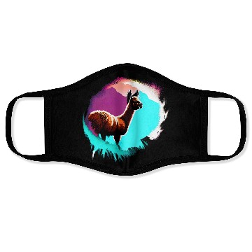 Discover Cute Vintage Ink Splash Llama Retro Llama Face Masks