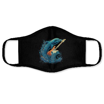 Discover Dolphin Playing Electric Guitar Rock Face Masks