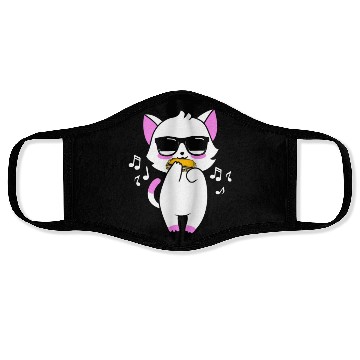 Discover Cool Cat Playing Harmonica Cat Lovers Face Masks