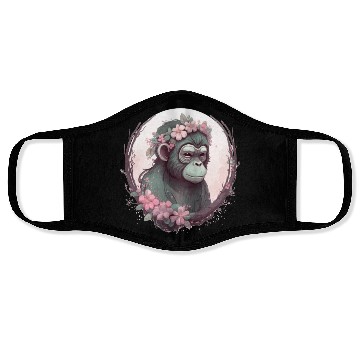 Discover Cute Monkey Flower Crown Monkeys Lover Face Masks