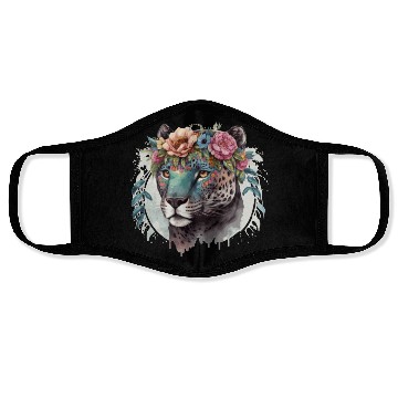 Discover Cute Jaguar Flower Crown Africa Safari Animal Love Face Masks