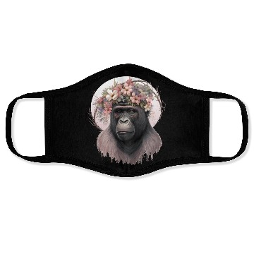 Discover Floral Gorilla Flower Crown Monkey Lover Face Masks