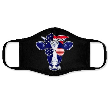 Discover American Cows Farmer Patriotic Cow Face Masks 4th