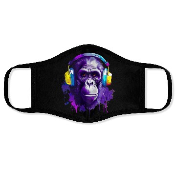 Discover Gorilla with Headphones Music Monkey Face Masks